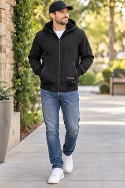 Hemisphere Black Hooded Softshell Jacket Full Zip Fleece Lined Zip Pockets M